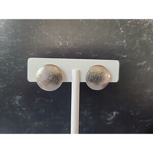 Vintage Silver Tone Metal Circular Clip-on Earrings